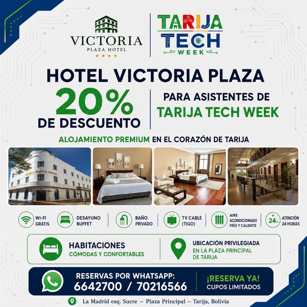 Victoria Plaza Hotel: 20% de descuento para asistentes de Tarija Tech Week
